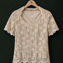 Vintage Floral Lace & Sequin Occasion Top