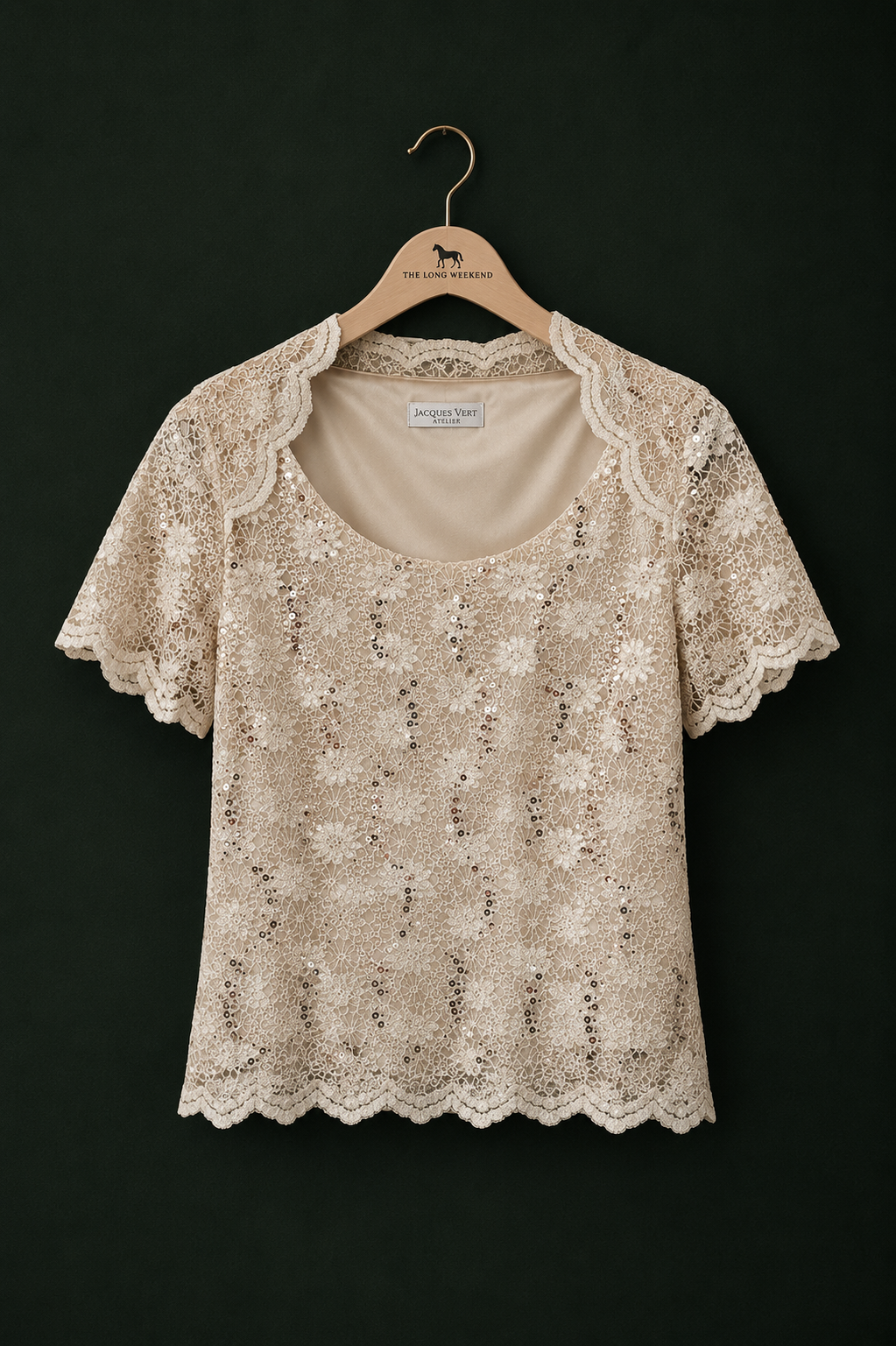 Vintage Floral Lace & Sequin Occasion Top