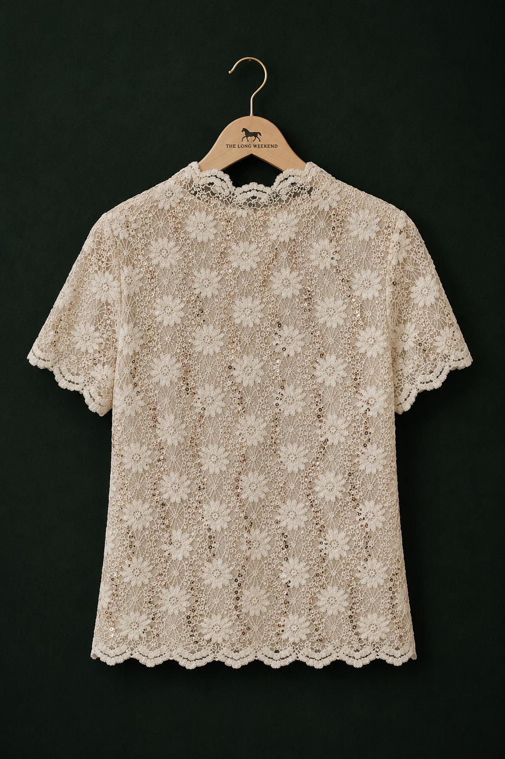 Vintage Floral Lace & Sequin Occasion Top