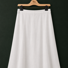 Vintage White Midi Skirt with Covered Buttons