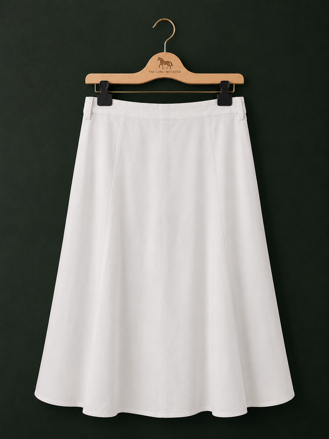 Vintage White Midi Skirt with Covered Buttons