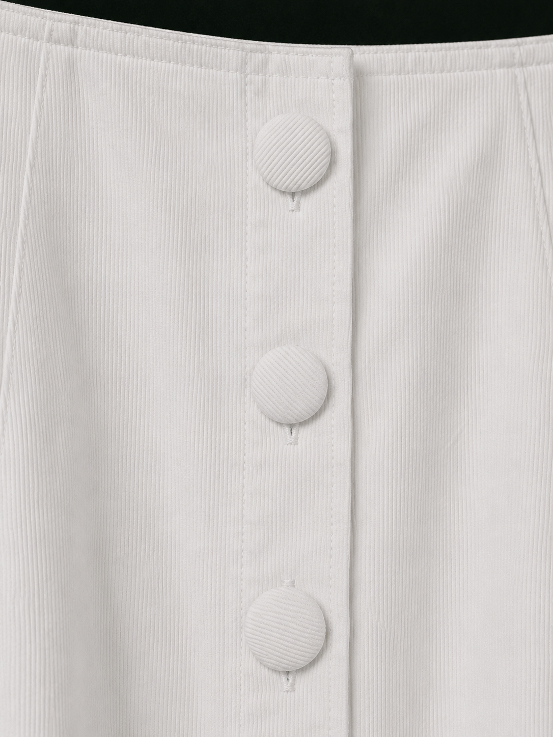Vintage White Midi Skirt with Covered Buttons