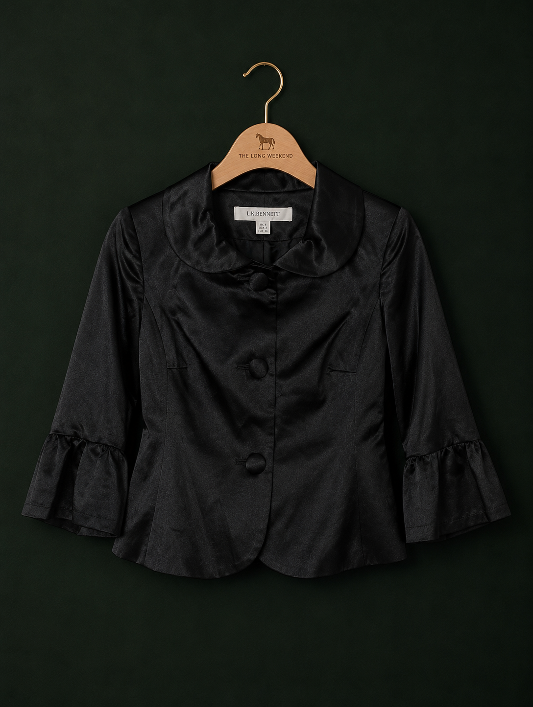 LK Bennett Black Satin Jacket with Bow Back