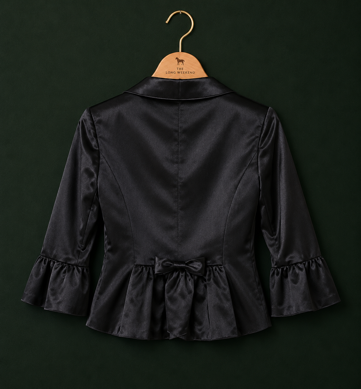 LK Bennett Black Satin Jacket with Bow Back