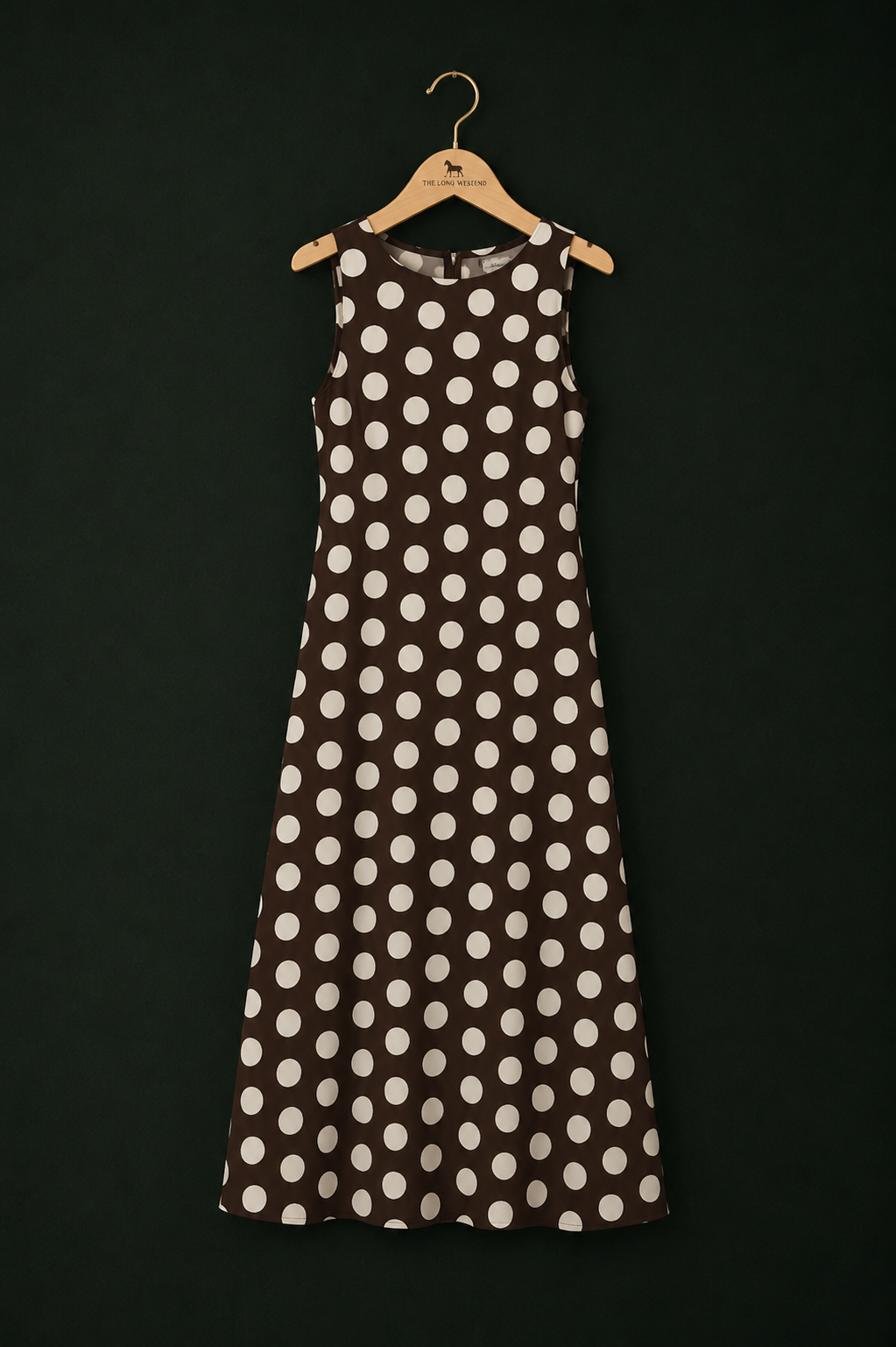 Vintage Brown & Cream Polka Dot Midi Dress