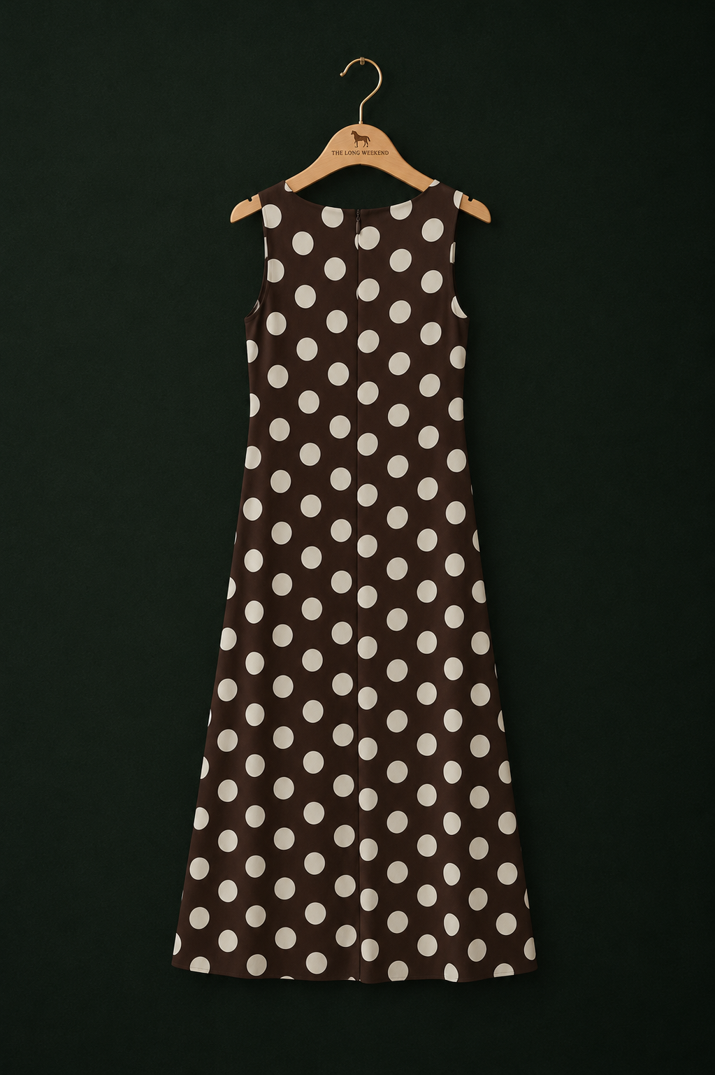 Vintage Brown & Cream Polka Dot Midi Dress