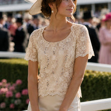 Vintage Floral Lace & Sequin Occasion Top