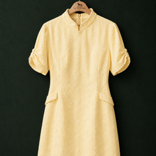 Vintage Handmade Cream Broderie Anglaise Shift Dress with Pearl Detail