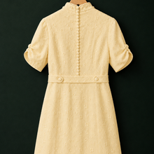 Vintage Handmade Cream Broderie Anglaise Shift Dress with Pearl Detail