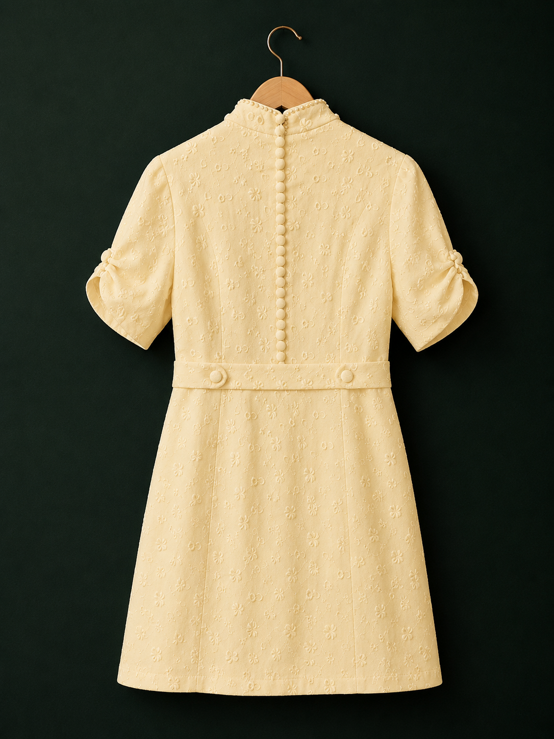 Vintage Handmade Cream Broderie Anglaise Shift Dress with Pearl Detail